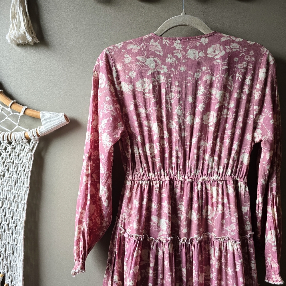 Free People Papiette Floral Midi Dress Rose Combo Nwot - Picture 8 of 9